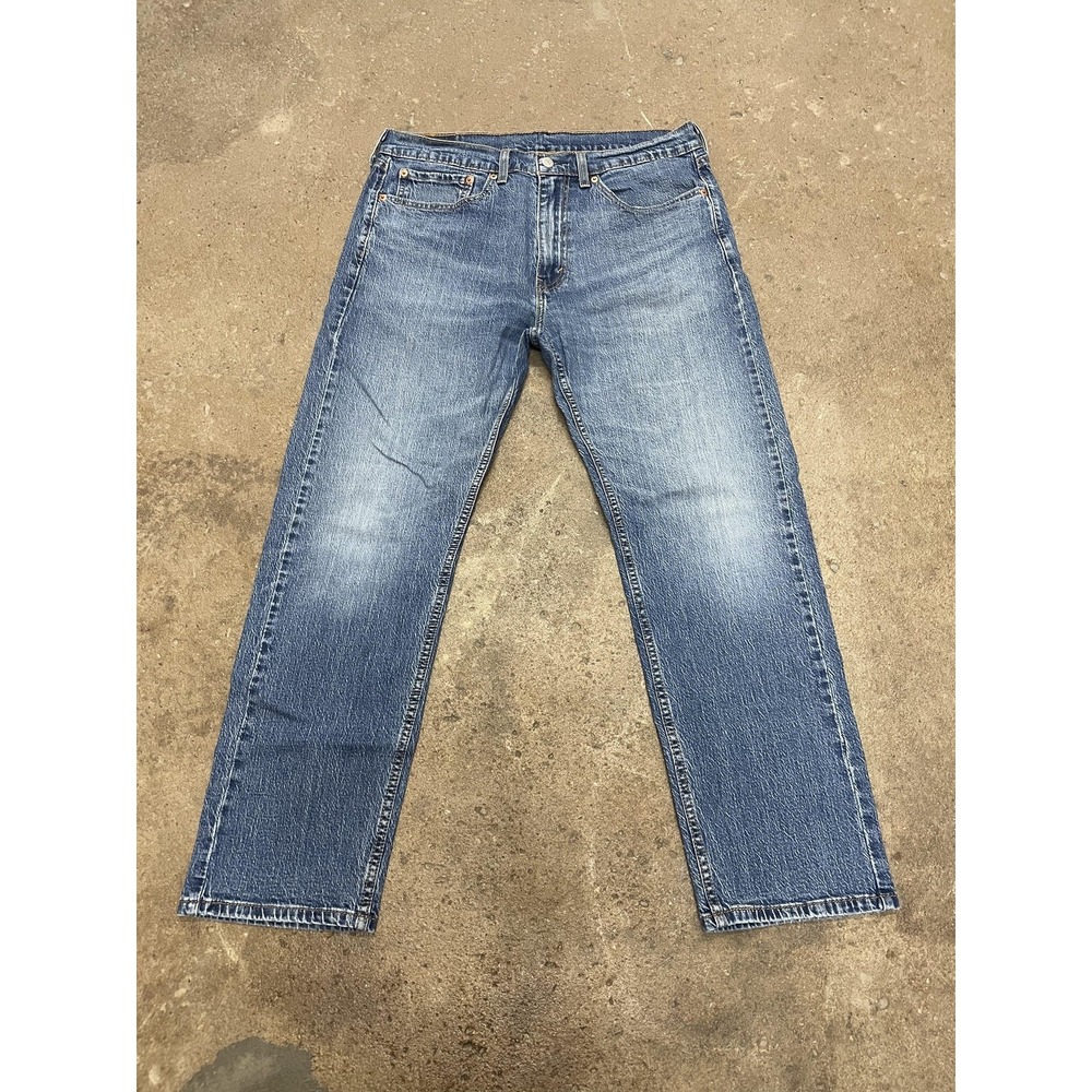 Levis 505 Jeans Mens 34x29 Medium Wash Blue Regular Fit Straight‎ Leg Zip Fly